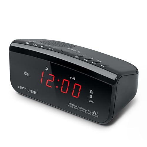 Muse M-12 CR Radiowecker (PLL-Tuner, 2 Weckzeiten, 1,5 cm (0,6 Zoll) rotes LED-Display) schwarz von MUSE