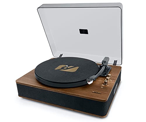 Muse Plattenspieler, Bluetooth-Schallplattenspieler mit integriertem HiFi Stereo Lautsprecher, Vintage 3 Geschwindigkeiten Vinyl-zu-USB/Aux-In/RCA von MUSE