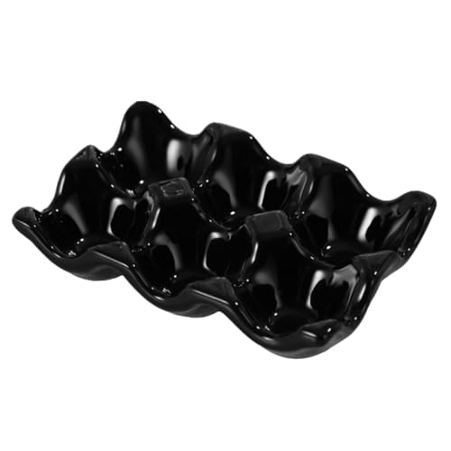 1Stk Eierablage Eierständer Küche Eierhalter Tasse Deviled Egg Servierplatte eier kühlschrank eierbehälter NEIN Eigentümer Eierspender aus Keramik Eierhalter-Organizer Black MUSISALY von MUSISALY