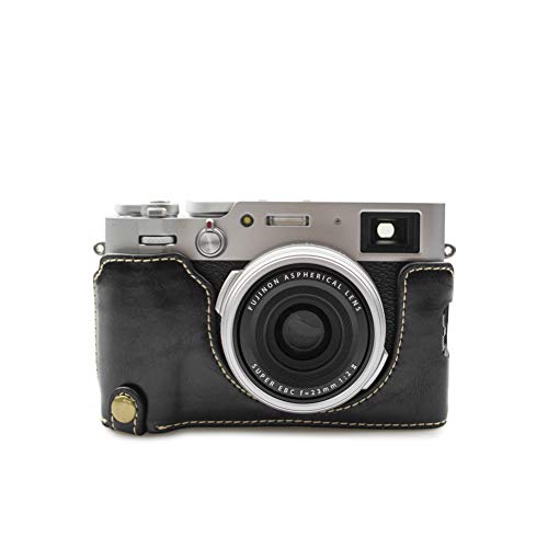 Fuji X100V Grifftasche, MUZIRI KINOKOO Bottom Case für Fujifilm X100V Schutzhülle Fuji X100V Halbtasche, Schwarz , Retro-Stil von MUZIRI KINOKOO