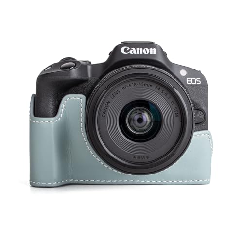 MUZIRI KINOKOO EOS R50 Hülle, Retro Stil Echt Leder Tasche für Canon EOS R50/EOSR50 Kamera Schutzhülle - EOS R50 Hülle mit Handgriff und Öffnung unten Design - Blau MUZIRI KINOKOO EOS R50 Hülle, Retro Stil Echt Leder Tasche für Canon EOS R50/EOSR50 Kamera Schutzhülle - EOS R50 Hülle mit Handgriff und Öffnung unten Design - Blau von MUZIRI KINOKOO