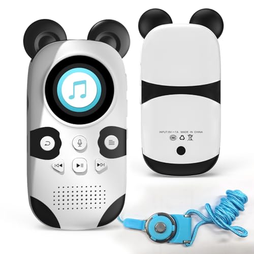 64GB MP3 Player Kinder Bluetooth, 18 integrierte Schlafmusiken, Lautsprecher, One-Touch-Aufnahme, tragbarer niedlicher Panda für mit HiFi Lossless Sound, UKW-Radio, Diktiergerät (64G Panda) von MUZXQII