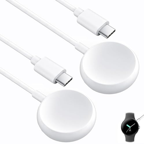 MVBOONE Uhren-Ladekabel für Google Pixel-Watch, magnetisches Ersatz-USB-Typ-C-Ladekabel, Ständer für Google Pixel Smartwatch, 100 cm, Weiß, 2 Stück von MVBOONE