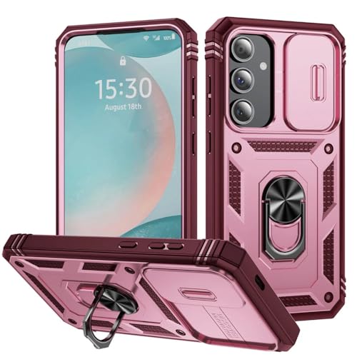 Hülle für Samsung Galaxy S24 S23 S22 FE Ultra Plus A55 A35 A15 Slider-Kameraschutz 360 Grad Vollschutzhalterung, Pink, Für Samsung F12 von MVVKKY