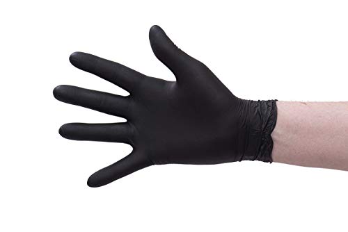 MW Nitril-Handschuhe 100 Stück in Spender-Box - puderfrei, nicht steril, beidseitig tragbar - Schwarz (S) von MW