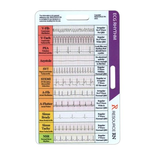 MWZBTG 2 Stück EKG-Rate-Taschenkarten, EKG/EKG-Rhythmus-Interpretationskarte, EKG-Ausweiskarte Für Medizinisches Fachpersonal, EKG/EKG-Rhythmus-Interpretationskarte von MWZBTG