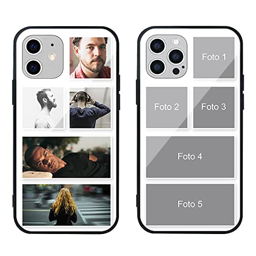 MXCUSTOM Personalisierte Handyhülle für Apple iPhone 12/12 Pro, Benutzerdefiniert Kratzfest Gehärtetes Glas Weicher Stoßfänger Hülle mit Eigenem Fotocollage Bild Individuelle Schutzhülle(TMP040A) von MXCUSTOM