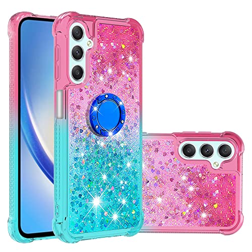 Glitzer Handyhülle für Galaxy A24, Weich Silikon Flüssigkeit Schutzhülle mit Ständer Stoßfest Handytasche Glitzer Vergilbungsbeständig Hüllen Fallschutz Schutzcase kompatibel mit Samsung Galaxy A24 von MXFDOKD