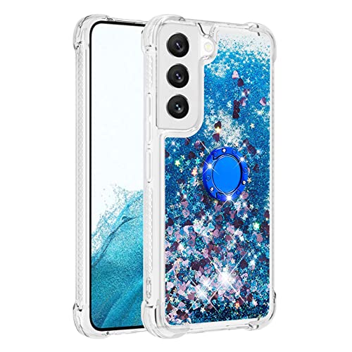 Glitzer Handyhülle für Galaxy S23 Plus Blau, Damen Flüssig Bewegende Treibsand Hüllen Fallschutz Ständer Handycase Silikon TPU Schutzhülle Stoßfeste Schutztasche kompatibel mit Samsung Galaxy S23 Plus von MXFDOKD