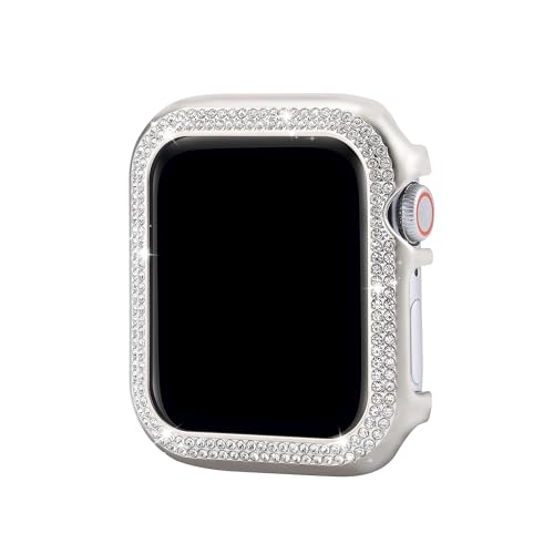 Hülle Glitzer Kompatibel mit Apple Watch 40 mm mit Diamant, Metall Schutz Hülle Ultradünne Stoßfest Aluminium Hülle Gegen Kratze Glänzende Gehäuse Kompatibel mit Apple iWatch 40mm Serie 4 5 6 SE von MXFDOKD