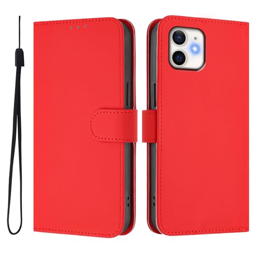 Hülle Leder für iPhone 11 Rot, PU Leder Schutzhülle mit Standfunktion und Kartenfächern Geldbörse PU Leder Standfunktion Klappbar Flip Case Handyhülle Stoßfest kompatibel mit Apple Phone 11 von MXFDOKD