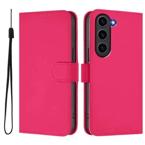 Hülle für Galaxy S23 Plus mit Kartenfach und Standfunktion, Leder Handyhülle Stoßfest Flip Klappbare Magnetische Hüllen Leder Portemonnaie Schutzcover kompatibel mit Samsung Galaxy S23 Plus, Rosenrot von MXFDOKD