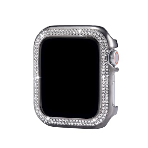 Metall Schutzhülle Kompatibel mit Apple Watch 7 45mm mit Glitzer Diamant, Ultradünne Bumper Hülle Aluminium Bumper Uhrengehäuse Gegen Kratze Uhrgehäuse Kompatibel mit Apple Watch 45mm Series 7 8 9 von MXFDOKD