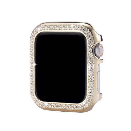 Schutz Hülle Edelstahl Kompatibel mit Apple Watch Series 6 44mm, Glitzersteine Gehäuse Schlanke Metall Uhrengehäuse Stoßfest Uhrgehäuse Bumper für Apple iWatch 44mm Uhrengehäuse Series 4 5 6 SE von MXFDOKD