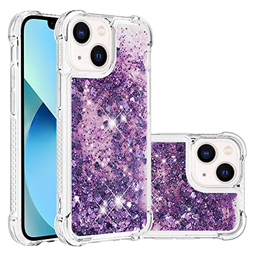 Silikon Schutzhülle für iPhone 13 Handytasche Glitzersteine, Glitzer Flüssig Bewegende Treibsand Handyhülle Transparent Bumper Case Soft TPU Kratzfest Taschen kompatibel mit iPhone 13 von MXFDOKD