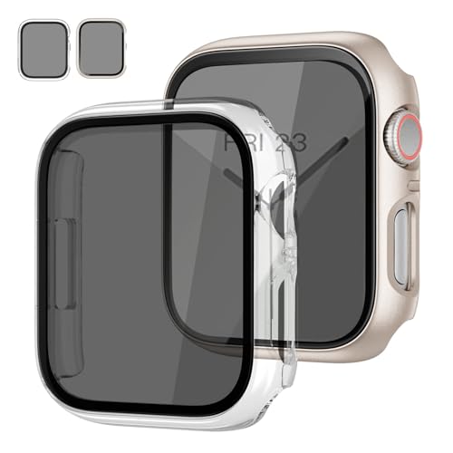 2-Stück Hülle für Apple Watch Serie 9/8/7 41mm Schutzhülle Anti Spy,Hard PC Rundum Ultradünne Schutz Case Privatsphäre Glas Displayschutz für Apple Watch 41mm,Sternenlicht/Transparent von MYAPULUA