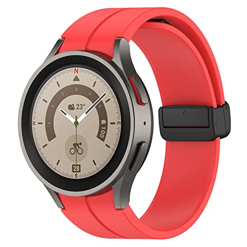 Sport armband kompatibel für Samsung Galaxy Watch 5 40mm 44mm/Galaxy Watch 5 Pro 45mm/Galaxy Watch 4 40mm 44mm,weiches Silikon Ersatzband für Galaxy Watch 4 Classic 46mm 42mm,rot von MYAPULUA