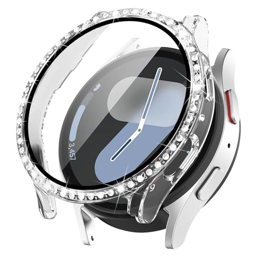 für Samsung Galaxy Watch 7 Schutzhülle 40mm,Bling Diamanten Glitzer Hart PC Bumper Case mit Hartglas Schutzfolie Hülle Zubehör Cover für Samsung Galaxy Watch 7 hülle,transparent von MYAPULUA