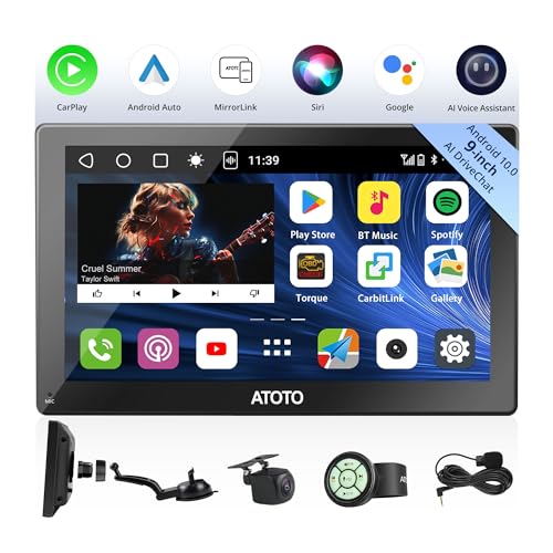 MYATOTO Tragbares CarPlay/Android Auto Wireless Touchscreen Autoradio mit Bluetooth Wi-Fi, P909SD-S2 Android 4G/32GB Multimedia Audio Player, GPS Tracking, MirrorLink MYATOTO Tragbares CarPlay/Android Auto Wireless Touchscreen Autoradio mit Bluetooth Wi-Fi, P909SD-S2 Android 4G/32GB Multimedia Audio Player, GPS Tracking, MirrorLink von MYATOTO