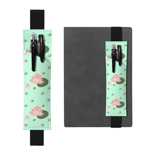 Lotus Flowers Waiting to Bloom Adjustable Elastic Leather Pen Pocket Bookmark for Hardcover Journal Note Planner Black von MYGANN