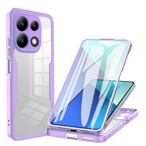 MYSXSWHL 360-Grad-Displayschutz, transparente Hülle für Redmi Note 13 12 11 10 9 Pro 12s 11s 10s 10C 12C 13C, stoßfeste Telefonabdeckung, lila, für Redmi 12C von MYSXSWHL