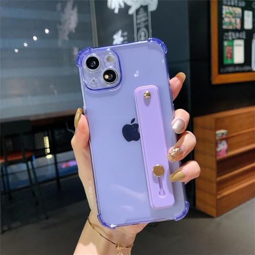 MYSXSWHL Transparente, helle Fluoreszenzhülle für iPhone 16 15 14 13 12 11 Pro MAX Plus XS Max Mini X XS TPU-Handgelenksschlaufe mit Ständer, PP, für iPhone 16 von MYSXSWHL