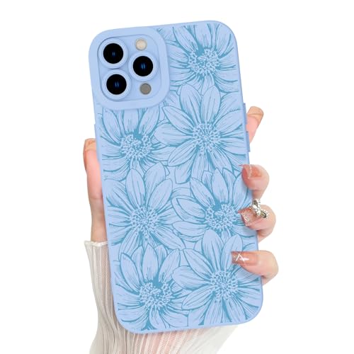 MZELQ Schutzhülle für iPhone 11 Pro Max, Silikon, schwarz, Blumenmuster, Sonnenblumen, niedliches Muster, Kameraschutz, weiche, schlanke Handyhülle für Mädchen und Frauen, Blau von MZELQ