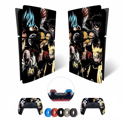 MaD Vision® Extra-Haltbares Skin-Set aus Vinyl für PS5 Digital Slim + 5 Paar Aiming Rings | Kratzfestes Aufkleber-Set für Playstation 5 + 2 Controllers – für Anime Design von MaD Vision