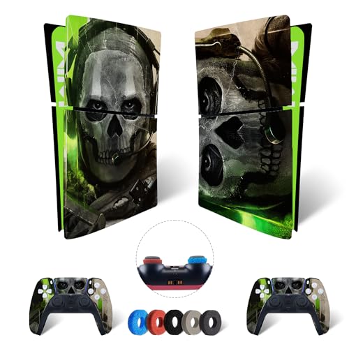 MaD Vision® Extra-Haltbares Skin-Set aus Vinyl für PS5 Digital Slim + 5 Paar Aiming Rings | Kratzfestes Aufkleber-Set für Playstation 5 + 2 Controllers – für Call of Duty|COD Design von MaD Vision