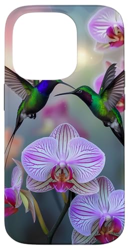 Hülle für iPhone 14 Pro Kolibris und Orchidee in lebendiger Fantasie von MaPaNoLi Design