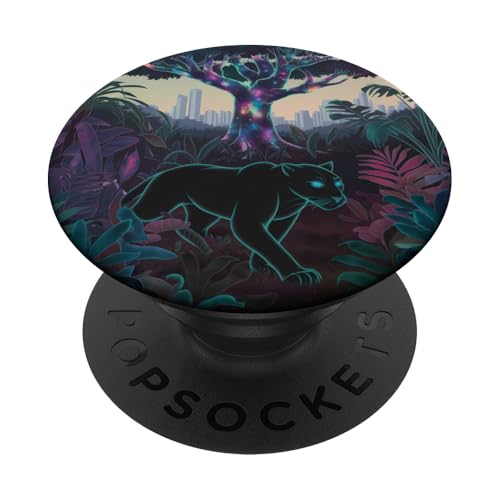 Lebendiger Panther im verzauberten Dschungel Artistic PopSockets Klebender PopGrip von MaPaNoLi Design