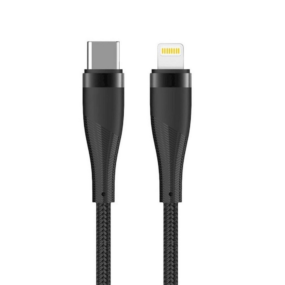 MaXlife MXUC-08 Kabel USB-C - iPhone 1,0 m 27W schwarz nylon Smartphone-Kabel, (100 cm) von MaXlife