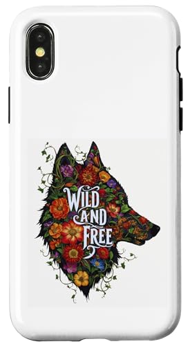 Hülle für iPhone X/XS Heiliges blumiges mystisches Tier, heulender Wolf, Wölfe, Liebhaber von Machine Elf Dreamscape Inc.