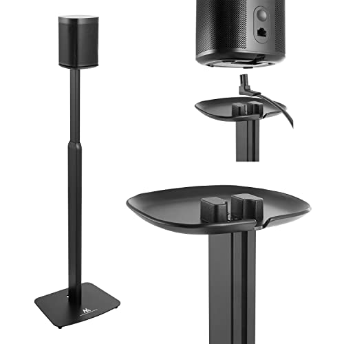 Maclean MC-896 Lautsprecher-Bodenständer Kompatibel mit Sonos One und One SL Ständer Standfuß mit Kabelmanagement Halterung Höhenverstellbar von 70 bis 127cm (1) von Maclean