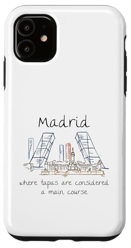 Lustiges Madrid Spanien Souvenir handgezeichnetes Kunstgeschenk Hülle für iPhone 11 von Madrid Spain Souvenir Gift