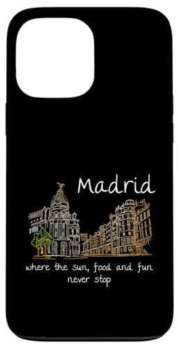 Lustiges Madrid Spanien Souvenir handgezeichnetes Kunstgeschenk Hülle für iPhone 13 Pro Max von Madrid Spain Souvenir Gift