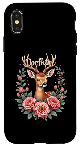 Hülle für iPhone X/XS Dorfkind Damen Volksfest Hirsch Blumen Trachten von Mädchen Trachtenshirts und Damen Dirndl