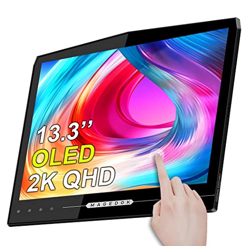 Magedok 13.3 Inch 2k OLED Portable Monitor Touchscreen, 54000:1,100% DCI-P3 1ms Portable Monitor for Laptop/Smartphone/Game Consoles von Magedok