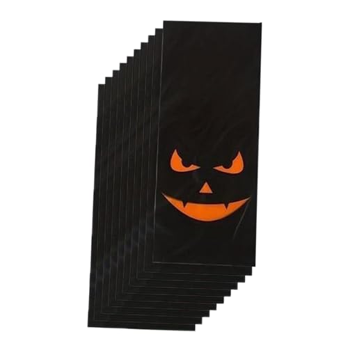 MagiDeal 10 x Halloween-Geschenktüten, Kürbis-Lächeln-Muster, flache Tüten, multifunktional, Bonbontüten, Halloween-Leckerli-Tüten für Kekse und Süßigkeiten, Schwarz von MagiDeal