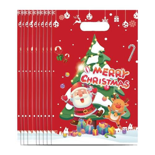 MagiDeal 10x Weihnachtsgeschenktüte Tragetasche Beutel Handtasche Dekoration Goody Bag Weihnachtsleckereitüte zum Verpacken von Süßigkeiten Weihnachtseinkäufen, Style C von MagiDeal