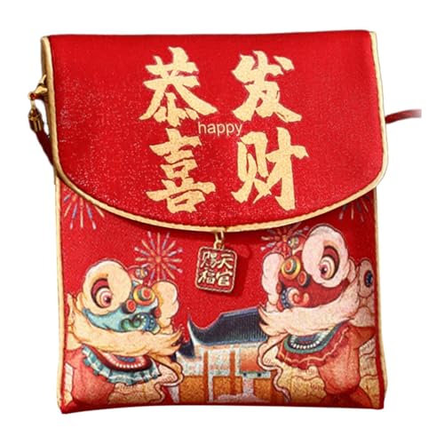 MagiDeal Roter Umschlag zum Chinesischen Neujahr, Glücksgeldtasche, süßes rotes Stoffpaket für Jungen und Mädchen, Schlangenjahr 2025 Hong Bao, Seien Sie Wohlhabend von MagiDeal