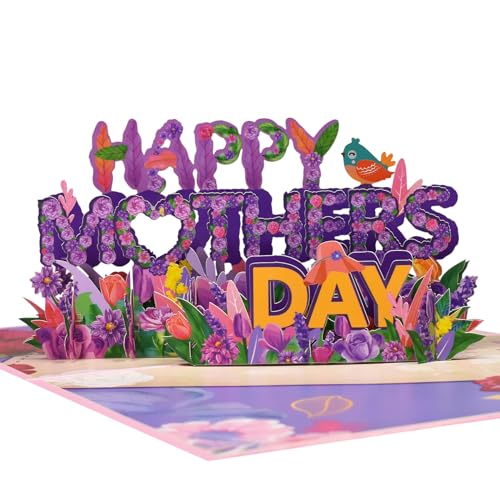 Magic Ants Happy Mothers Day Card, Pop-Up Muttertags-karte für Mama Frau Stiefmutter Tante, 3D Grußkarten für Mama Mutter von Magic Ants