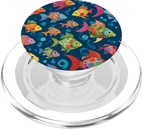 Eine Vielzahl von verschiedenen, zufälligen bunten Fischen, die Ozean und Meer schwimmen PopSockets PopGrip für MagSafe von Magic Moments Designs