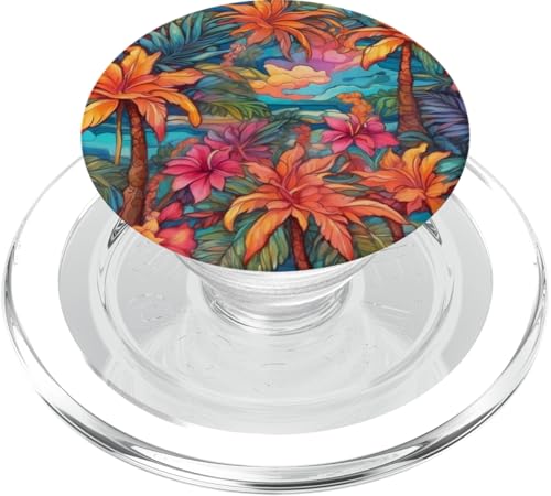 Farben der Kokospalmen Zeichnung - Island Tropics PopSockets PopGrip für MagSafe von Magic Moments Designs