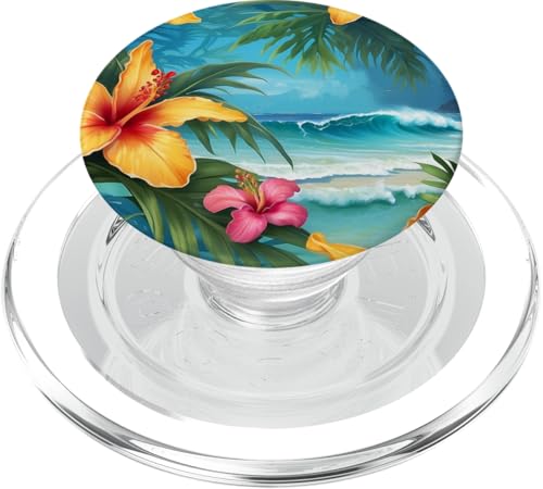 Paradies-Ozean-Szene mit Hawaii-Blumen PopSockets PopGrip für MagSafe von Magic Moments Designs