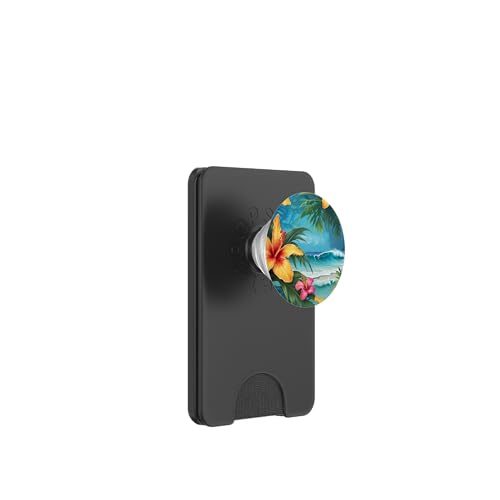 Paradies-Ozean-Szene mit Hawaii-Blumen PopSockets PopWallet für MagSafe von Magic Moments Designs