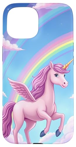 Hülle für iPhone 15 Traumhaftes Einhorn in Rosa mit Regenbogen und Wolken von Magical Rainbow Unicorns for Kids and Adults