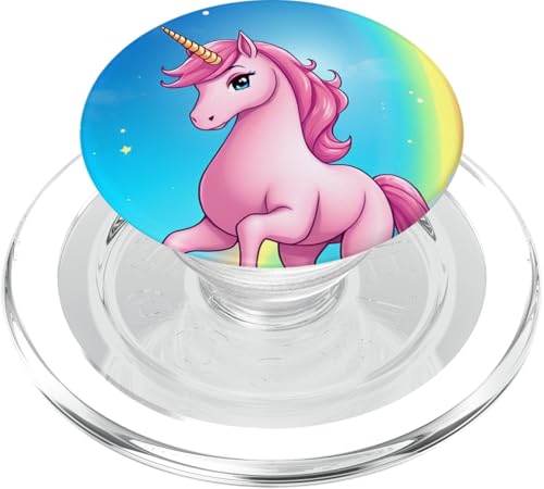 Magisches rosa Einhorn mit Regenbogen und Wolken PopSockets PopGrip für MagSafe von Magical Rainbow Unicorns for Kids and Adults