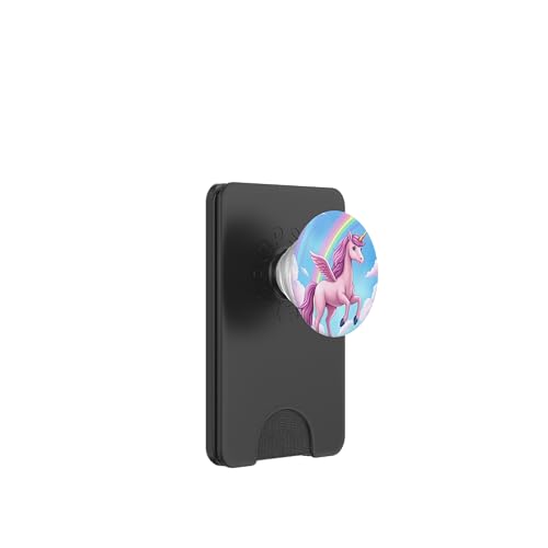 Traumhaftes Einhorn in Rosa mit Regenbogen und Wolken PopSockets PopWallet für MagSafe von Magical Rainbow Unicorns for Kids and Adults