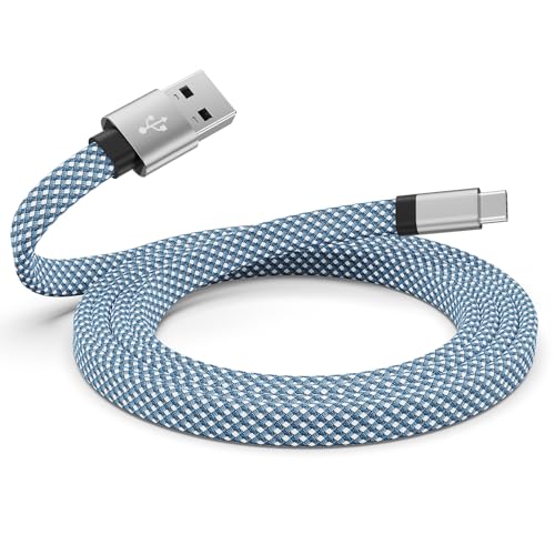 Magtame USB C Kabel, 1.5M Magnetic USB A zu USB C Kabel, Coiled USB C Ladekabel, Flache Typ schnelles Ladekabel kompatibel mit Samsung für USB C Gerät für Pad, Blau von Magtame